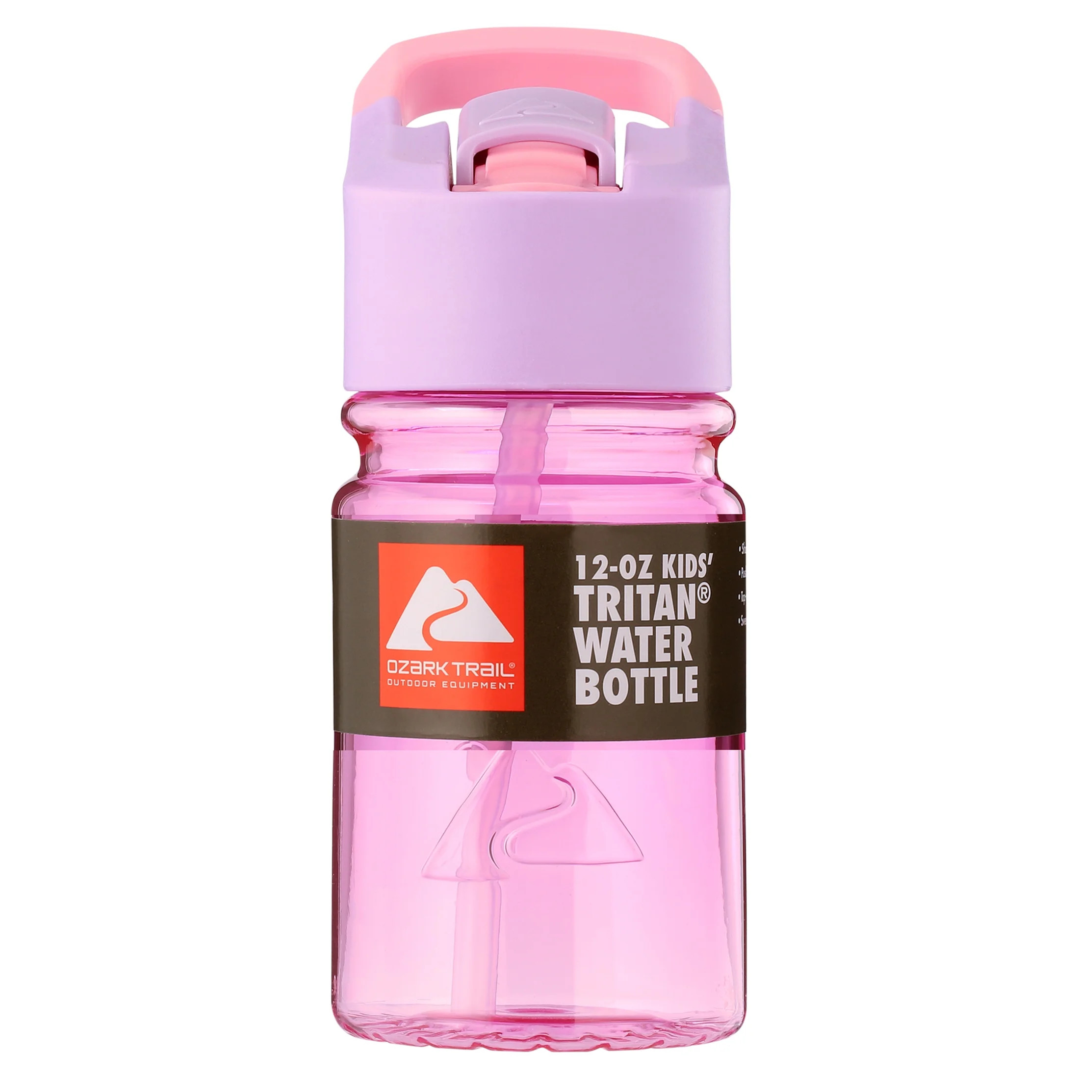 Ozark Trail 12 oz Kids' Tritan Plastic Flip-Top Water Bottle, Purple & Pink | Walmart (US)