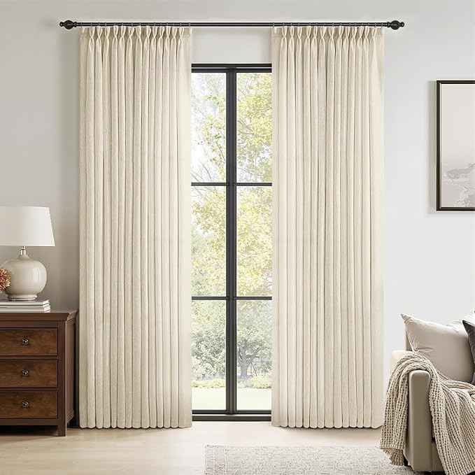 MIULEE Pinch Pleated Linen Curtains 84 Inches Long 2 Panels for Bedroom Living Room, Soft Thick L... | Amazon (US)