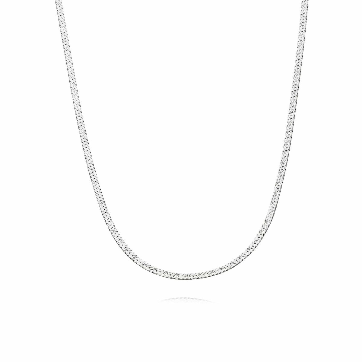 Estée Lalonde Long Flat Snake Chain Necklace Sterling Silver | Daisy London Jewellery