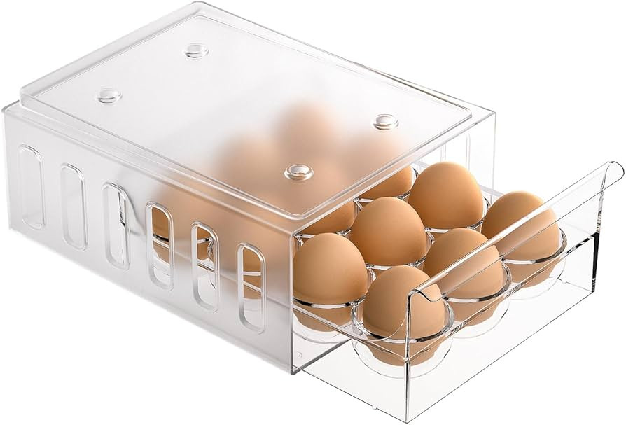 Ettori Egg Holder for Refrigerator Drawer Type Egg Container for Refrigerator BPA Free Fridge Org... | Amazon (US)