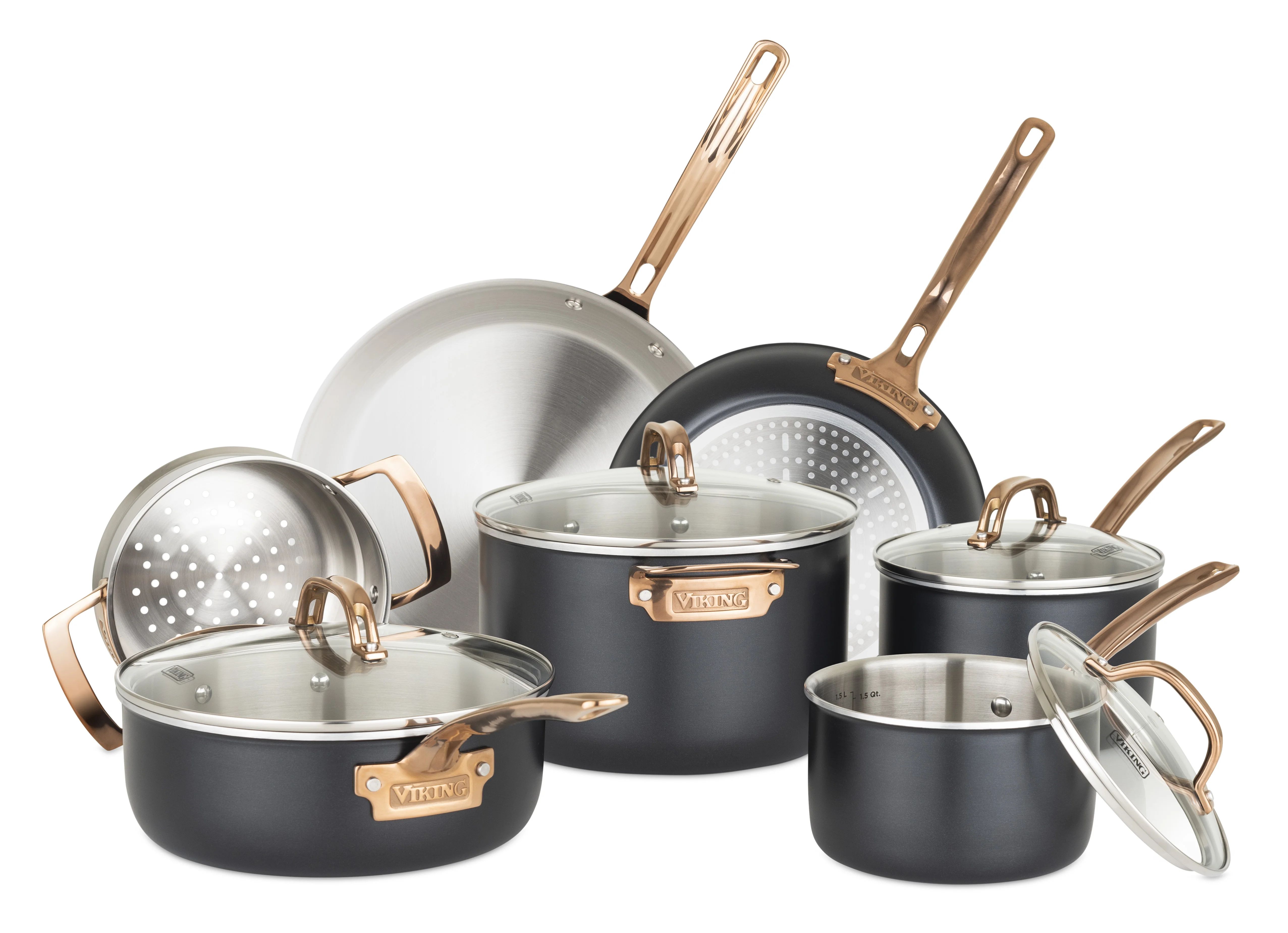 Viking 3-Ply Black & Copper 11 Piece Cookware Set & Reviews | Wayfair | Wayfair North America