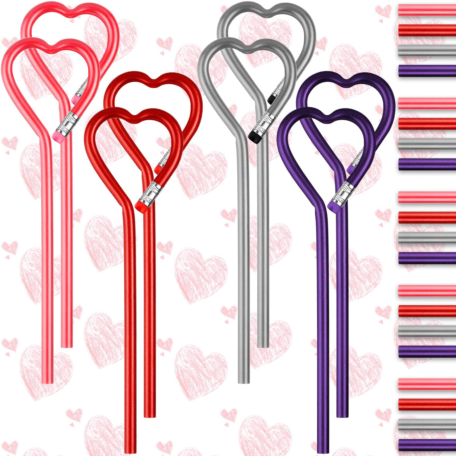 Fainne 28 Pcs Valentine's Day Pencils Bulk Heart Shape Assorted Colorful Pencil for Kids Students... | Amazon (US)