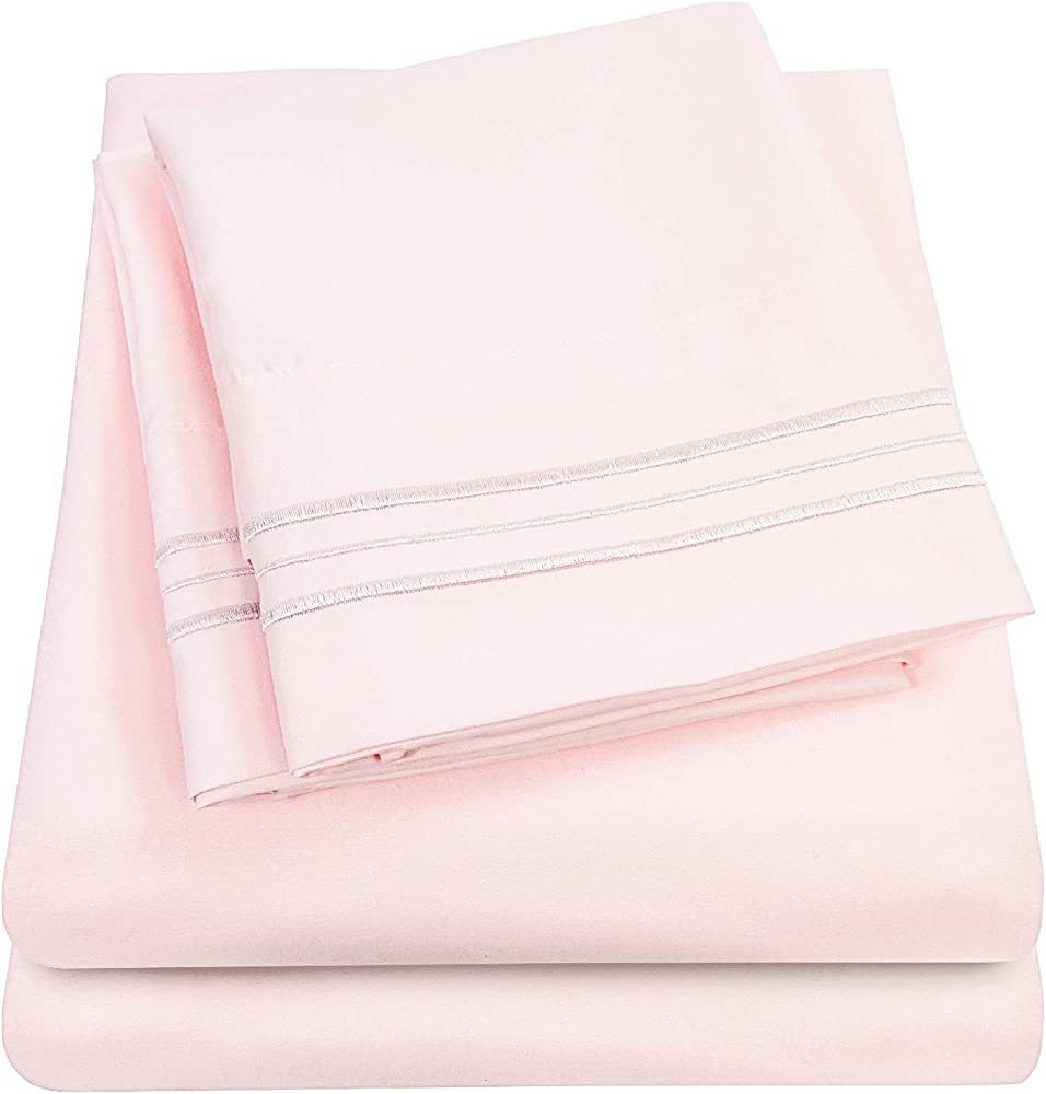 1500 Supreme Collection King Sheet Sets Pale Pink - Luxury Hotel Bed Sheets and Pillowcase Set fo... | Amazon (US)