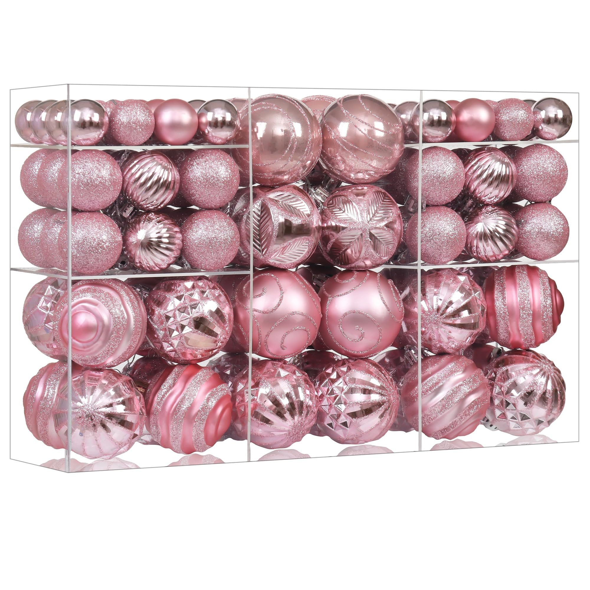 100Pcs Christmas Ball Ornaments Set, Shatterproof Plastic Pink Christmas Ornaments for Xmas Tree,... | Amazon (US)