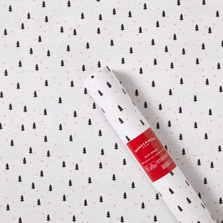 220 sq ft Tiny Trees on White Wood Gift Wrap - Wondershop™ | Target