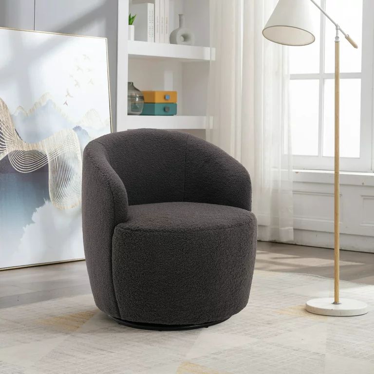 Muumblus Swivel Accent Chair for Living Room, Nursery, Round Accent Armchair Sofa Chair with Dark... | Walmart (US)