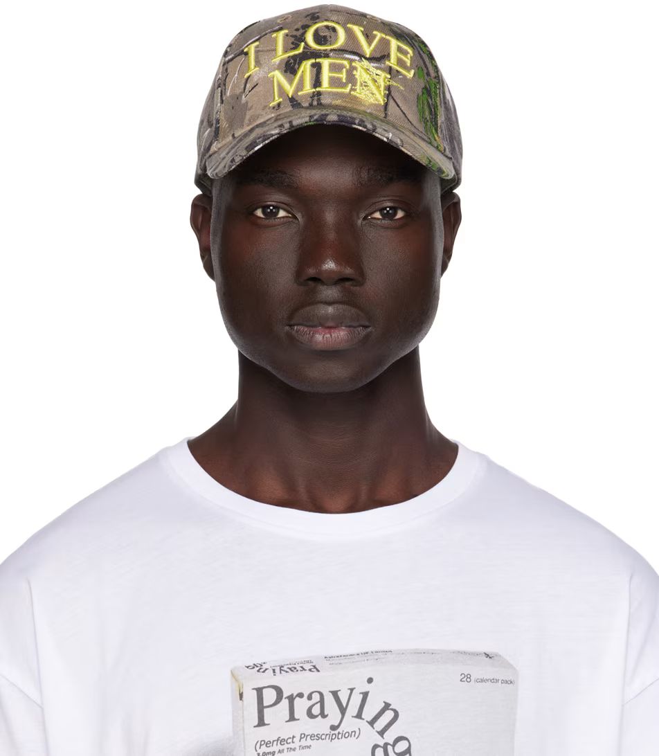 SSENSE Exclusive Khaki 'I Love Men' Cap | SSENSE