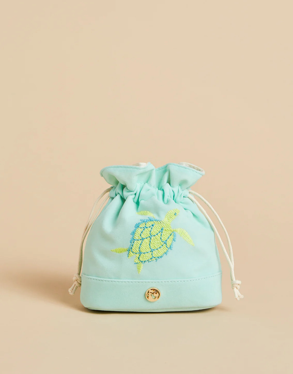 Keepsake Drawstring Pouch Turtle Sea Foam | Spartina 449