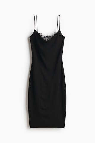 H & M - Lace-Trimmed Dress - Black | H&M (US + CA)