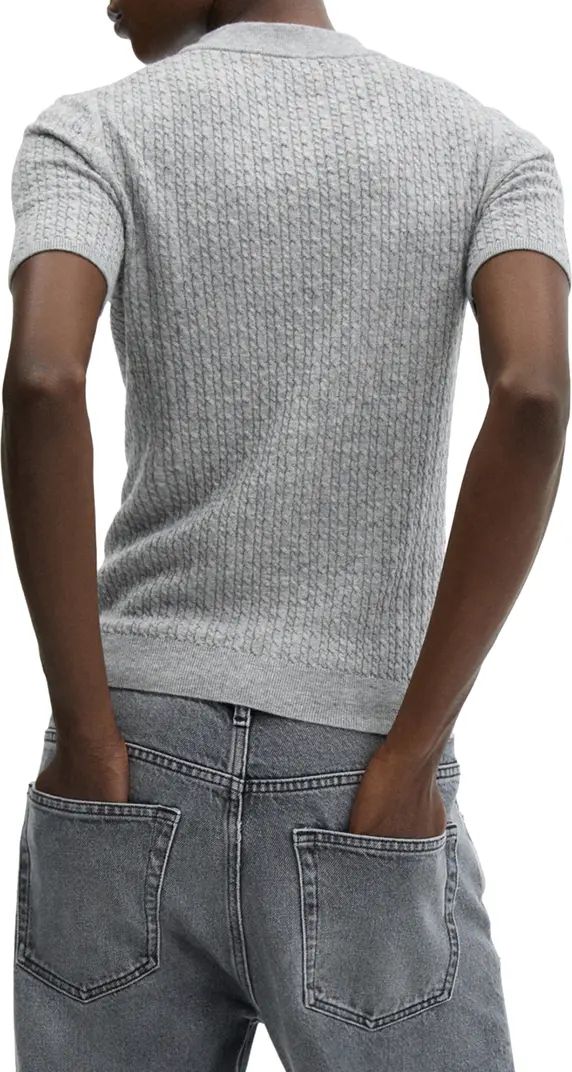 MANGO Marciano Short Sleeve Cable Stitch Sweater | Nordstrom | Nordstrom