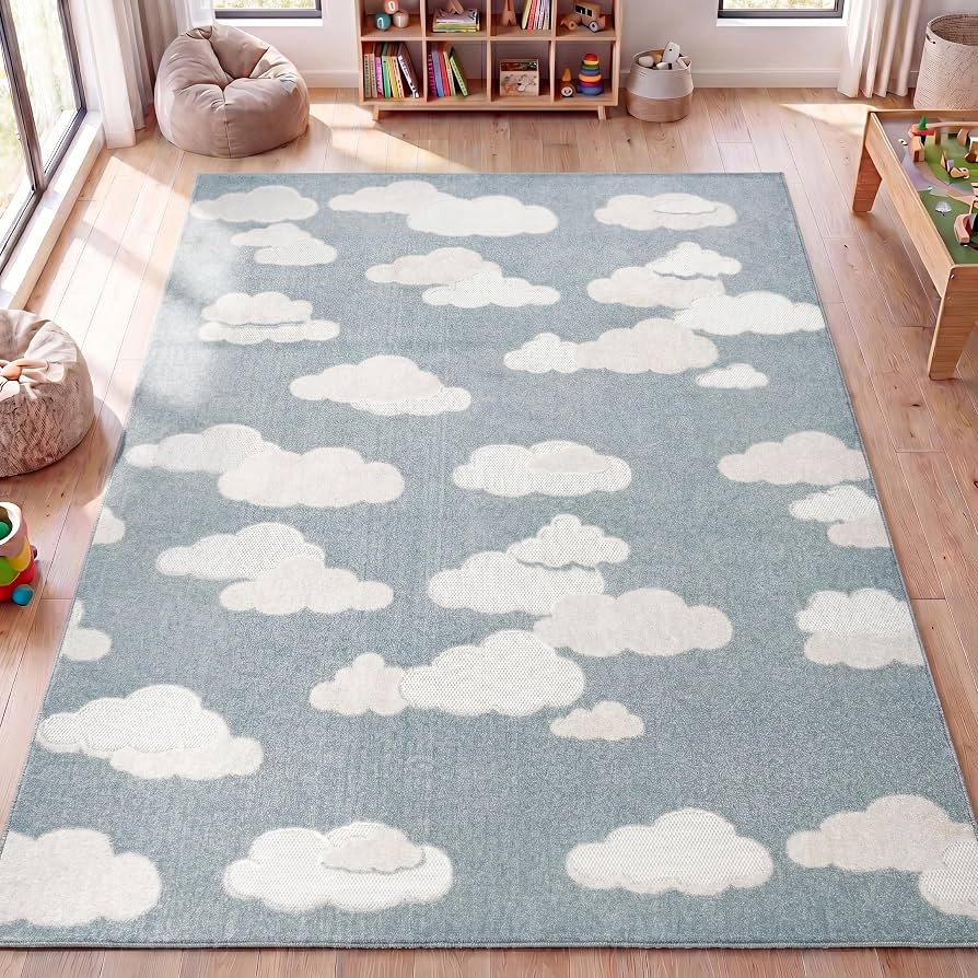 JONATHAN Y Hedwig High-Low Cloud Blue 8x10 Indoor/Outdoor Area Rug, Youth Scandi, Kids, Modern, C... | Amazon (US)