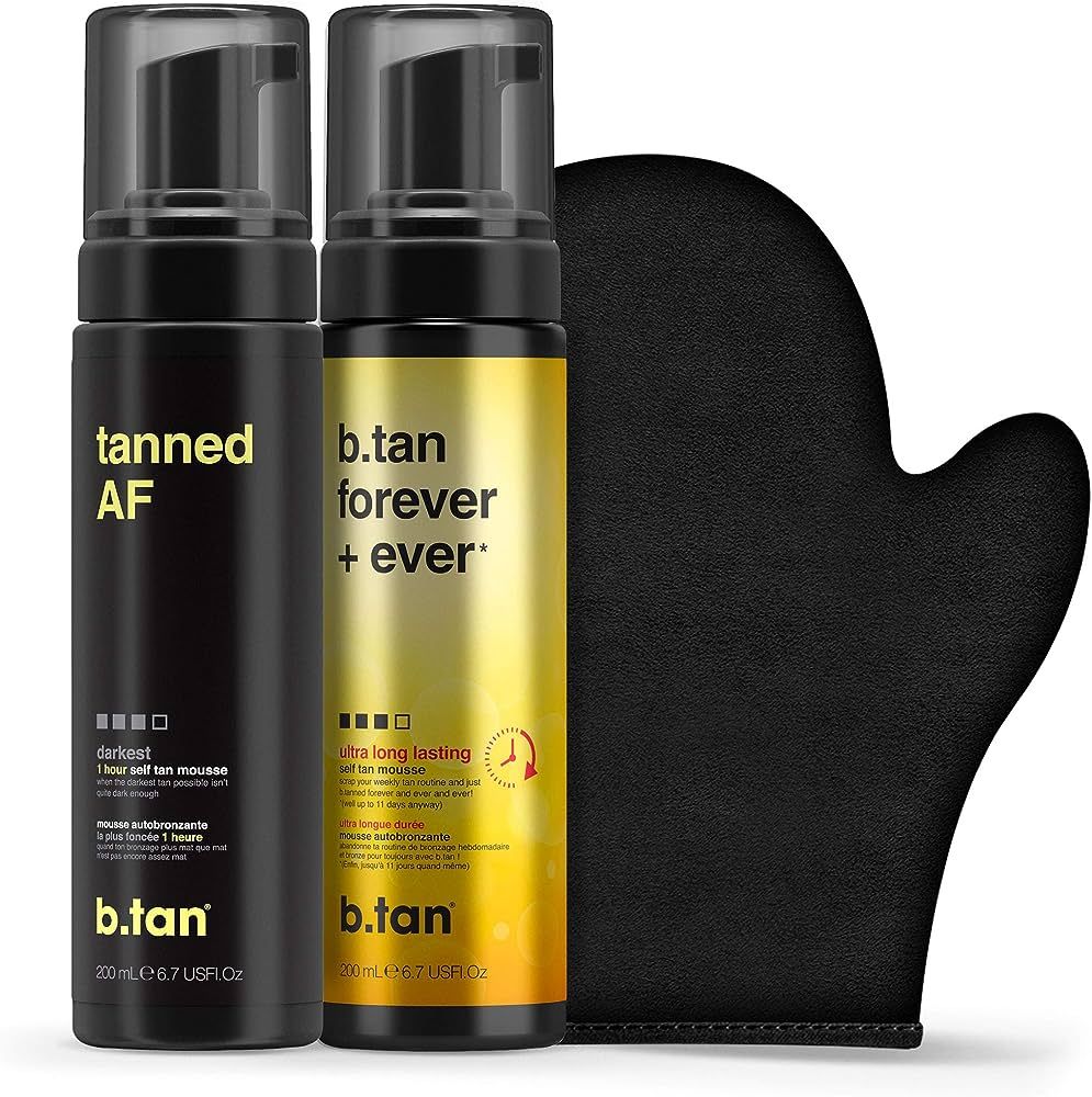 b.tan Dark & Long Lasting Self Tan Kit | Besties Bundle - Dark Self Tan Mousses with Self Tanning... | Amazon (US)