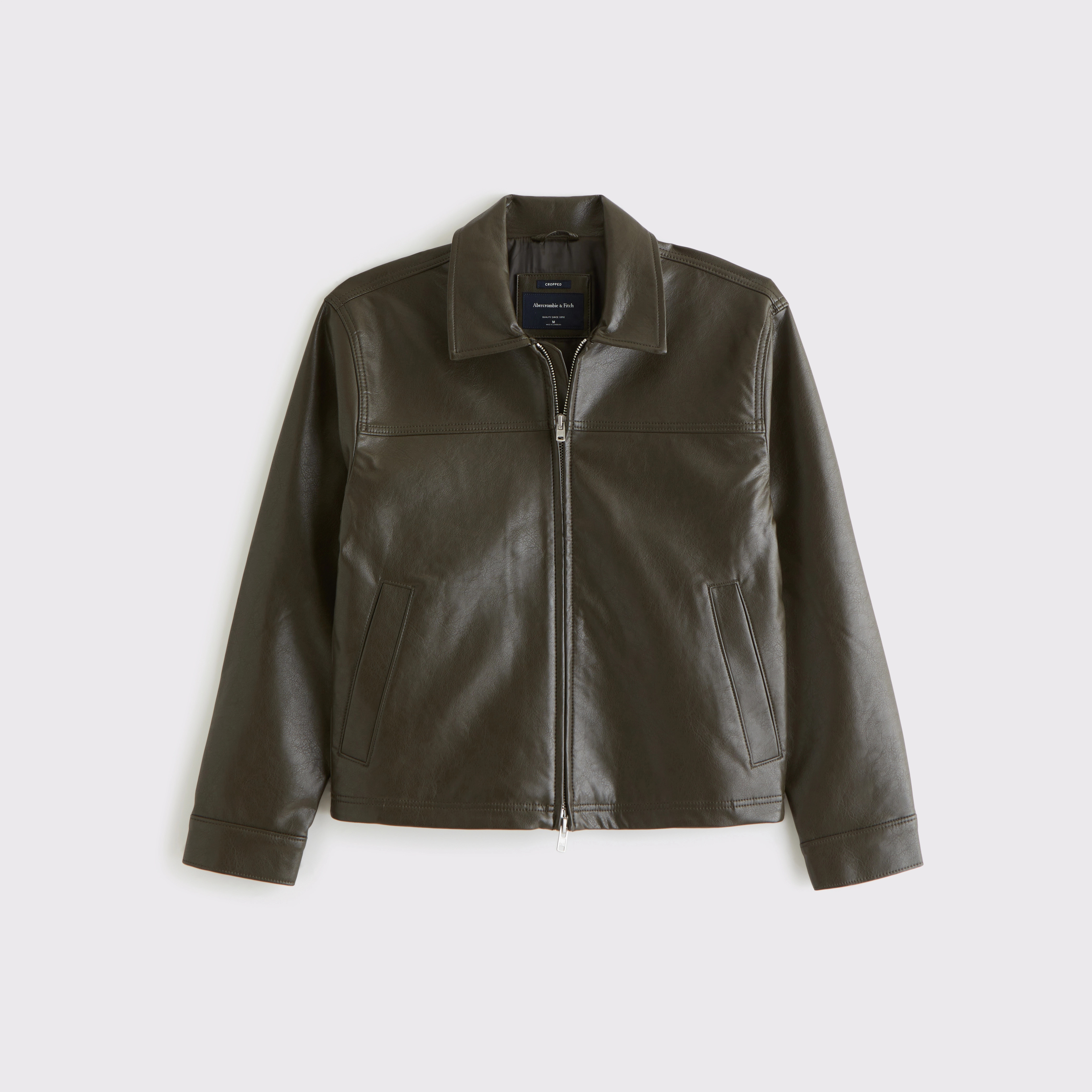 Easy Vegan Leather Zip Jacket | Abercrombie & Fitch (US)