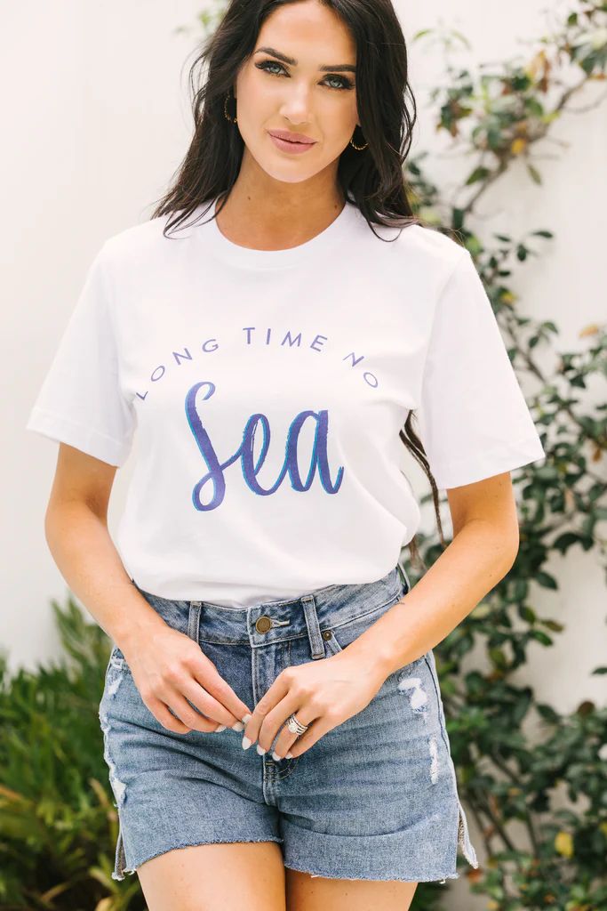 Long Time No Sea White Graphic Tee | The Mint Julep Boutique