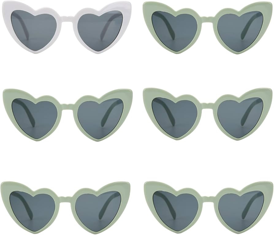 Loanzeg 6 Pairs Bachelorette Party Sunglasses Heart Shaped Sunglasses Party Decorations Bridesmai... | Amazon (US)