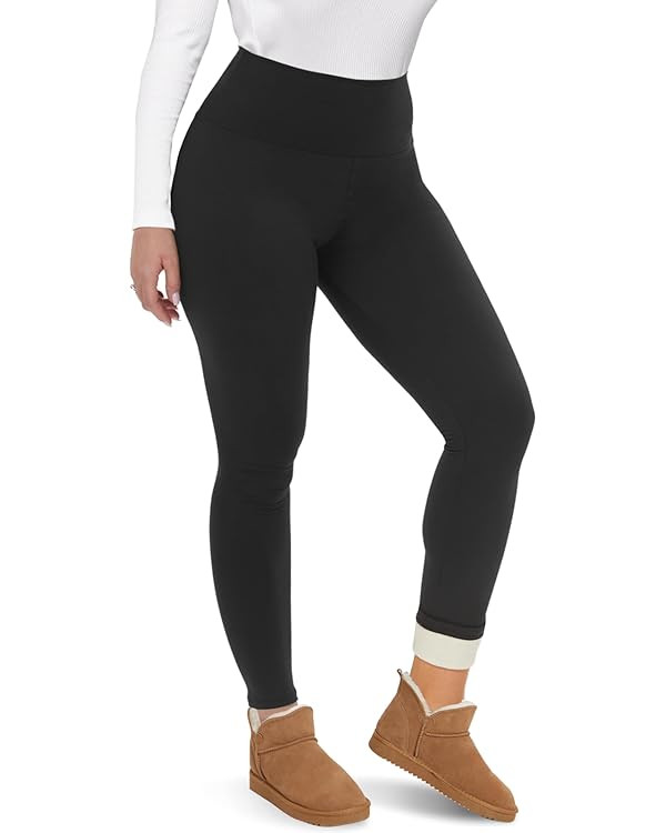 CAMPSNAIL Fleece Lined Leggings Women - Thick Soft High Waisted Black Tummy Control Thermal Warm ... | Amazon (US)