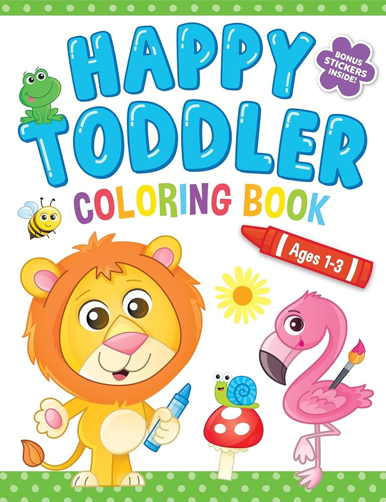 Happy Toddler Coloring Book with Bonus Stickers Inside - Perfect for Children Ages 1-3 - Coloring... | Amazon (US)
