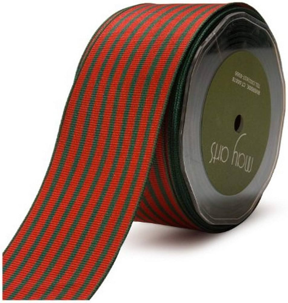 May Arts 1-1/2-Inch Wide Ribbon, Red and Green Grosgrain Stripe | Amazon (US)