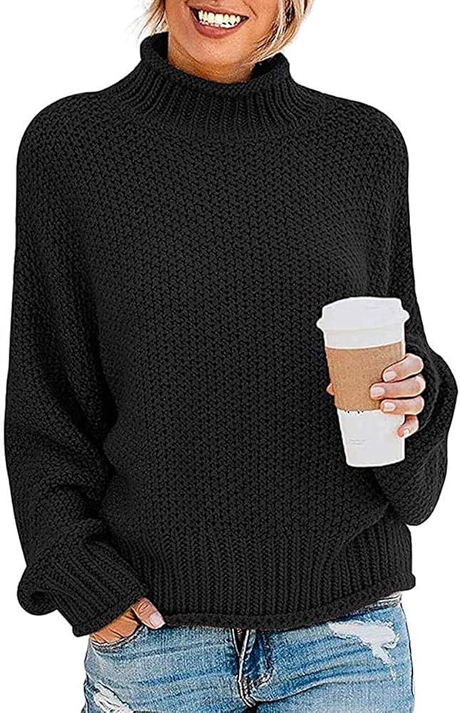 TECREW Womens Chunky Turtleneck Sweaters Batwing Sleeve Oversized Knitted Pullover Jumper | Amazon (US)
