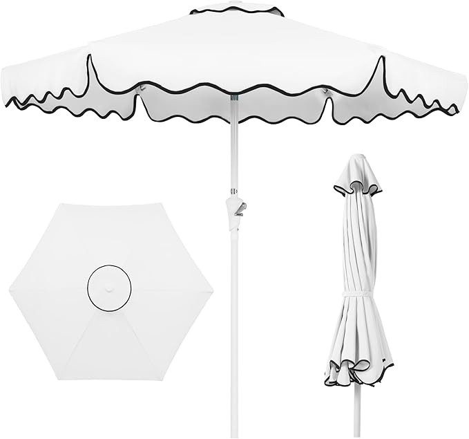 Best Choice Products 7.5ft Patio Market Umbrella with Wavy Trim, UV-Fade-Resistant 210g Canopy, C... | Amazon (US)