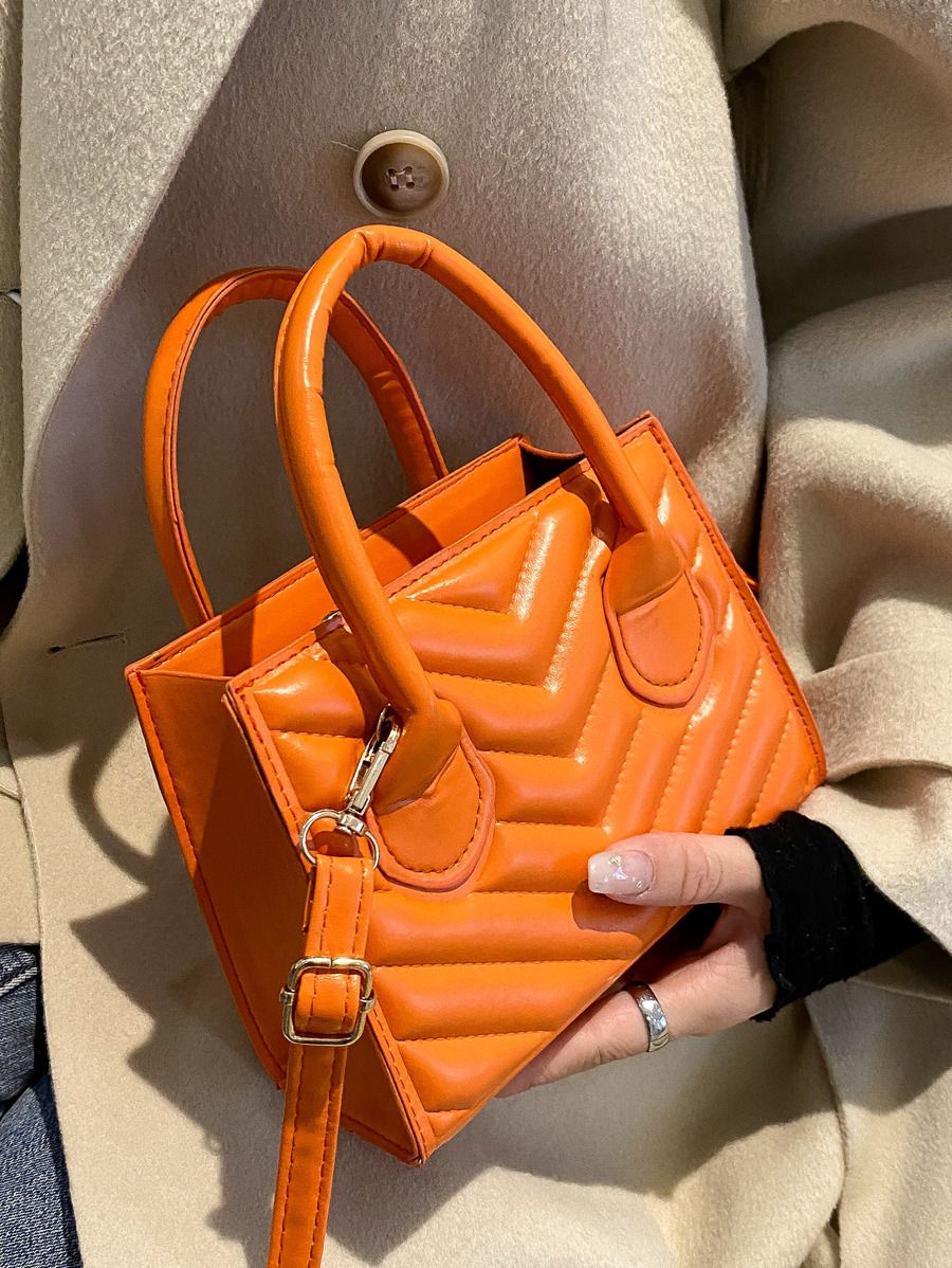 Textured Zipper Square Bag | SHEIN