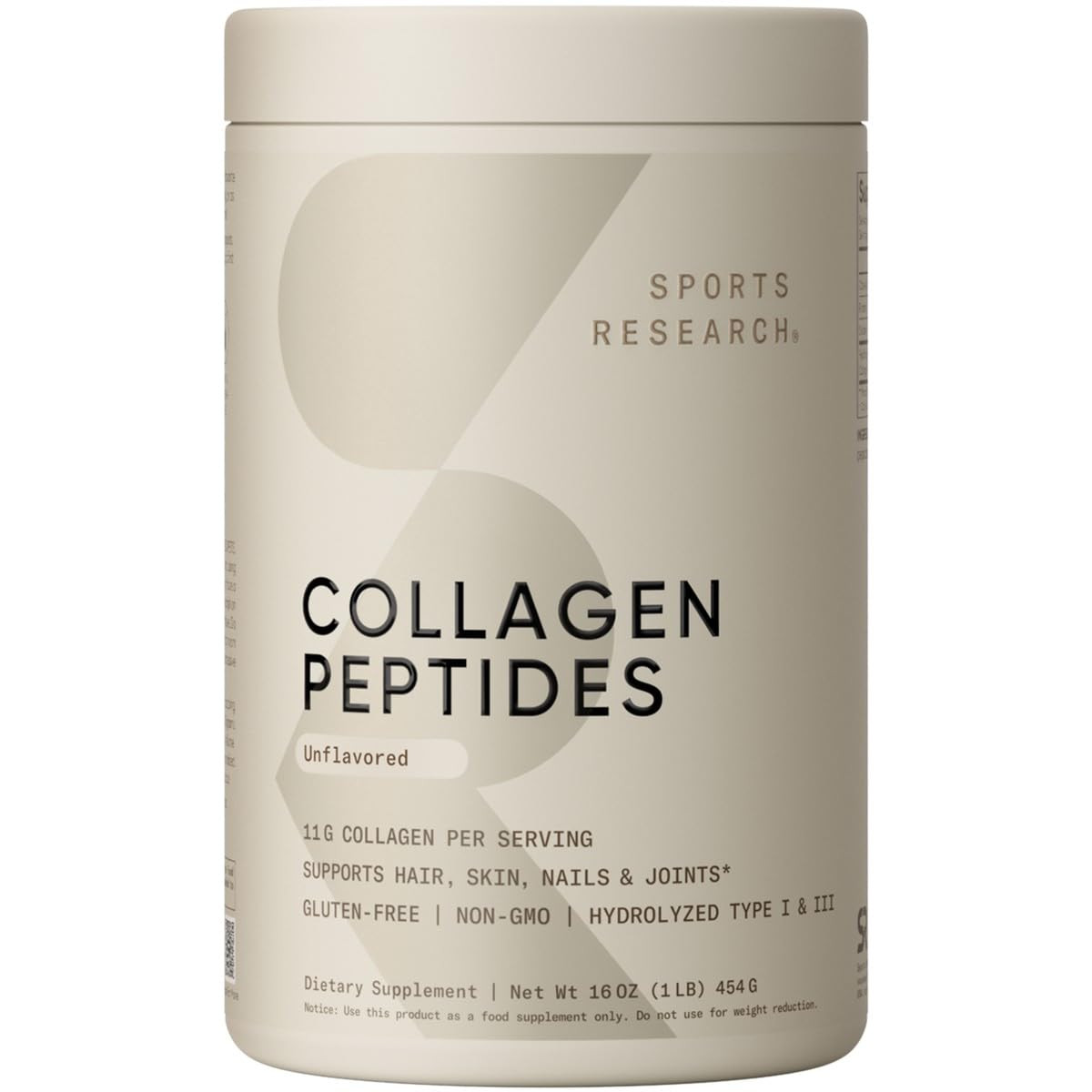 Sports Research Collagen Peptides for Women & Men, Unflavored, 16 oz., Hydrolyzed Type 1 & 3 Coll... | Amazon (US)