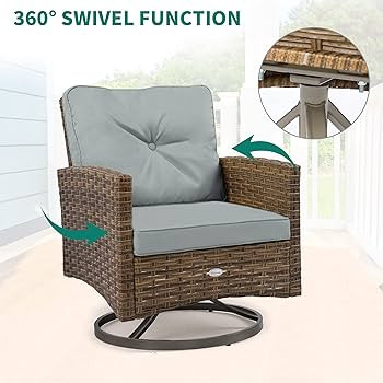 YITAHOME 3-Piece Patio Outdoor Wicker Bistro Rocking Furniture Conversation Chairs w/Thick Cushio... | Amazon (US)