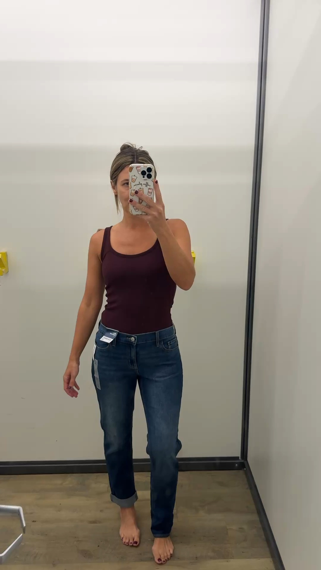 Boyfriend jeans at old navy
Size 2
Come cuffed but can roll down so showed both

#LTKSaleAlert #LTKOver40