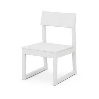 POLYWOOD Edge White Plastic Outdoor Side Chair | The Home Depot