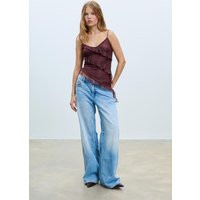 Stradivarius Asymmetric lace top with ruffles Purple L | Stradivarius (UK)