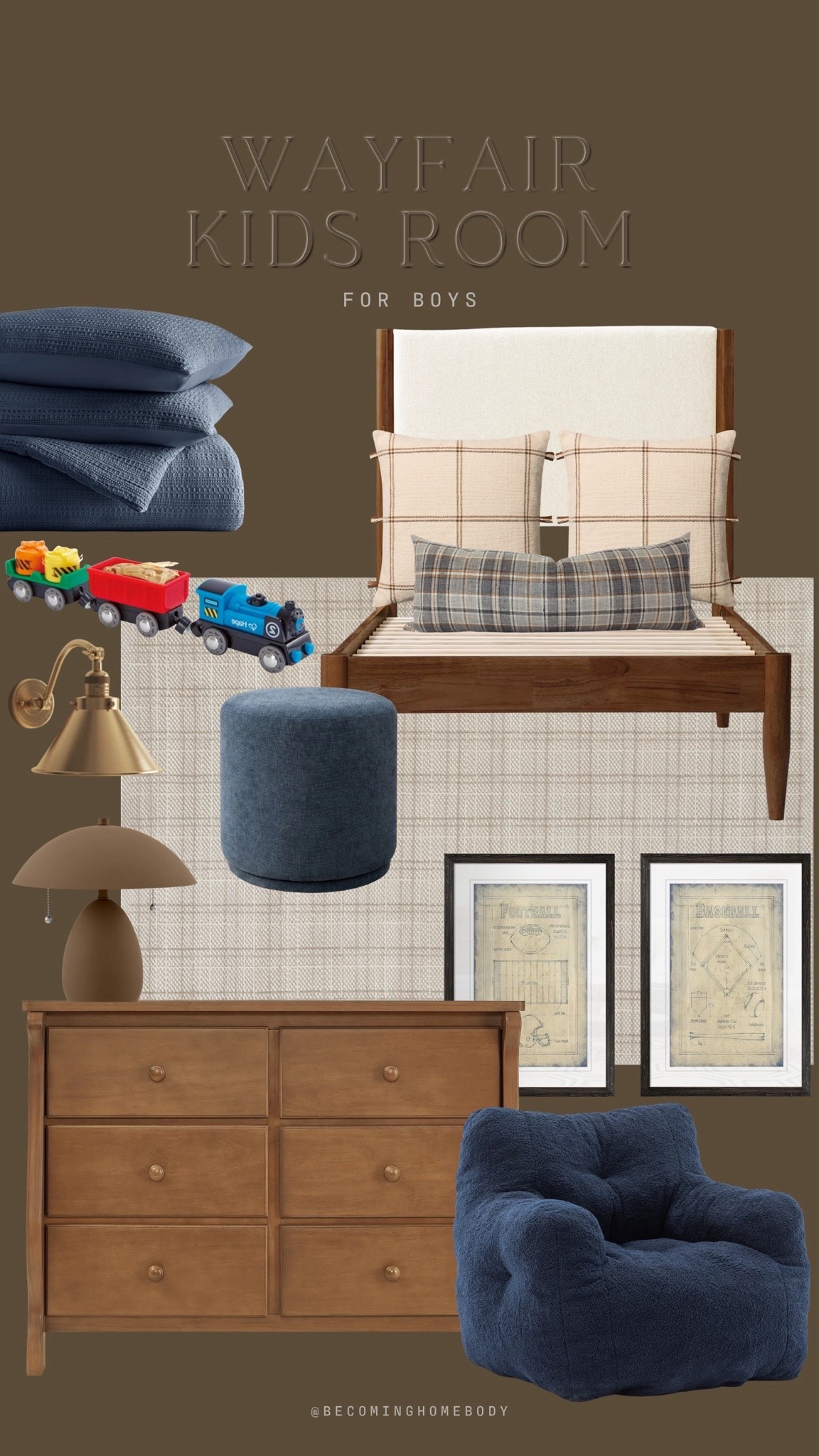Loving this little boys room inspiration from Wayfair 🤎 The coziest blue tones, boys wall art, and I love this oak dresser too!

#LTKHome