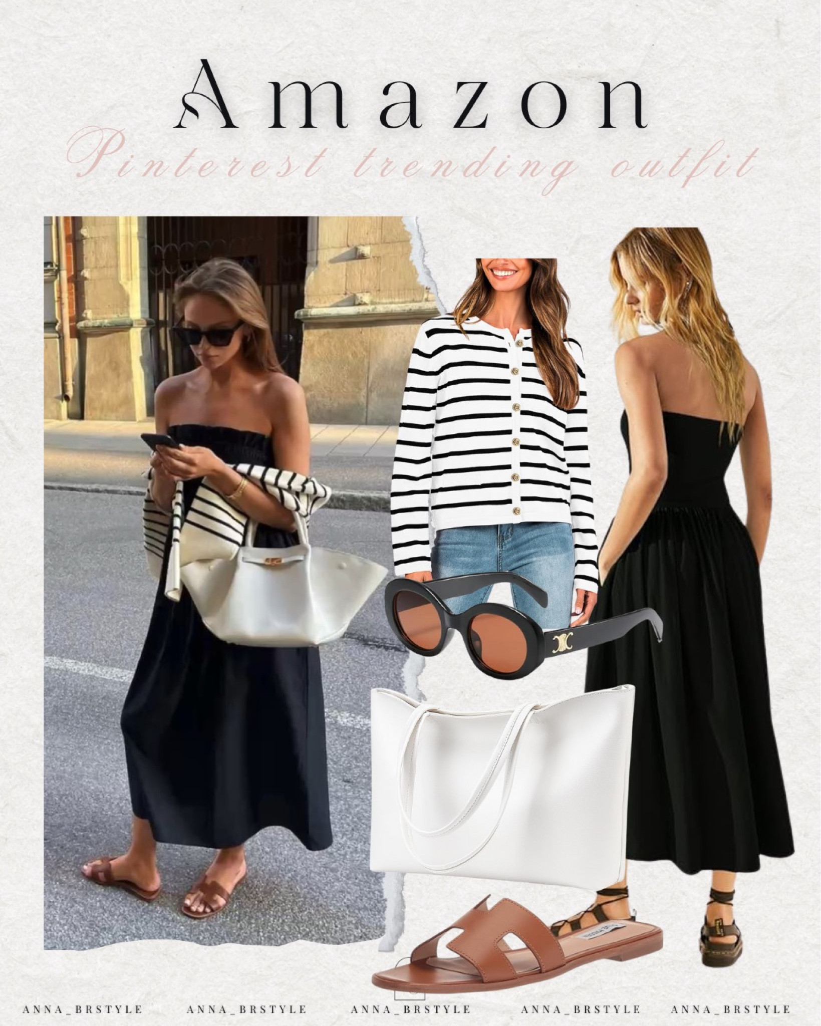 Strapless black dress, striped cardigan, summer look, summer outfit, sandals

#LTKFindsUnder50 #LTKFindsUnder100