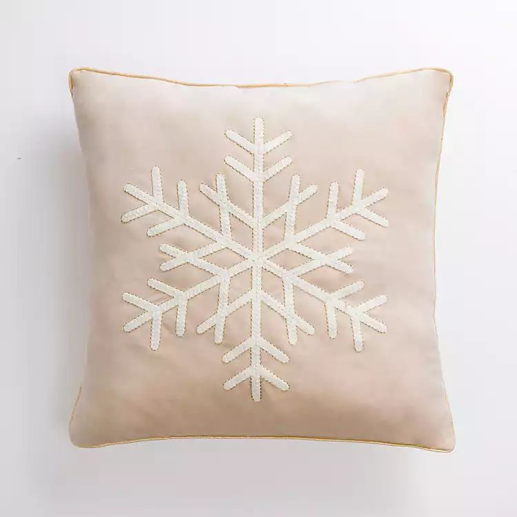 Neutral Embroidered Snowflake Christmas Pillow | Kirkland's Home