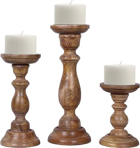 Medium Polish Candle Holders for Pillar Candles (Set of 3) - “Tuli” Candle Holder Set - Rusti... | Amazon (US)