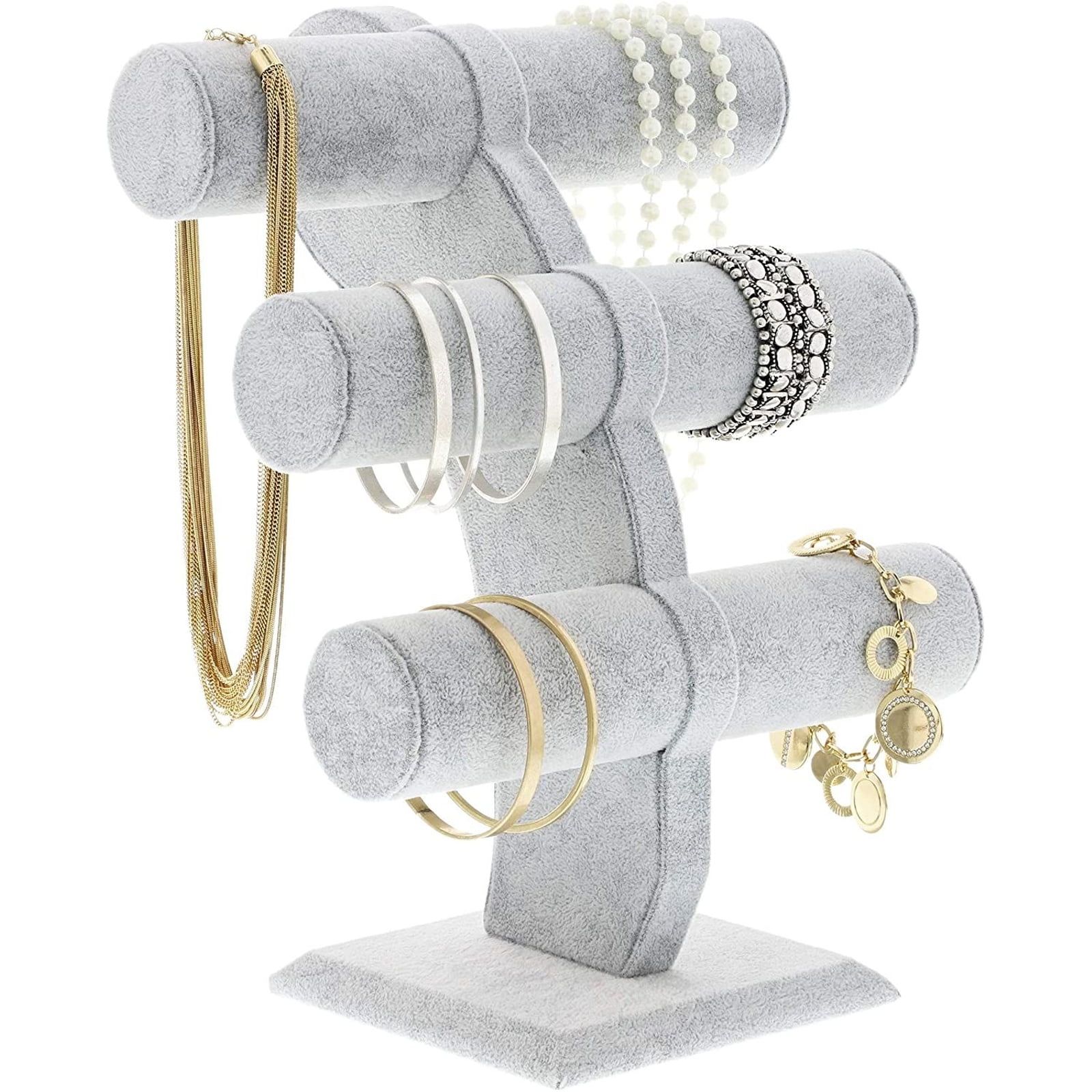 Jewelry Velvet Display T-Bar Stand - Bracelet Holder 3 Tier Jewelry Store Display, Jewelry Organi... | Walmart (US)