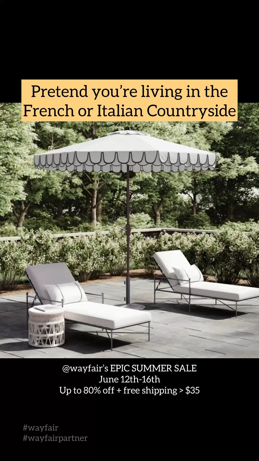 Now you can feel like you’re summering in the French countryside too! With @wayfair’s EPIC SUMMER SALE from June 12th-16th, you can get up to 80% off of patio furniture and so much more, with free and easy shipping over $35! 
#wayfair #wayfairpartner

#LTKSaleAlert #LTKHome #LTKSummerEdit
