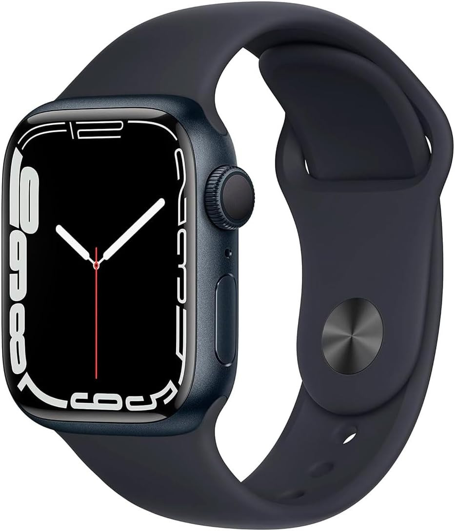 Apple Watch Series 7 (GPS, 41mm) Midnight Aluminum Case with Midnight Sport Band, Regular (Renewed) | Amazon (US)