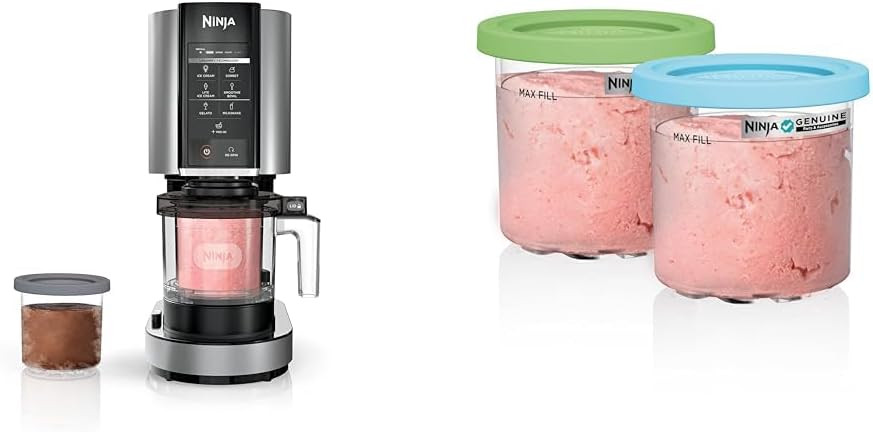 Ninja NC301 CREAMi Ice Cream Maker + 2 Pint Containers and Lids Bundle | Amazon (US)