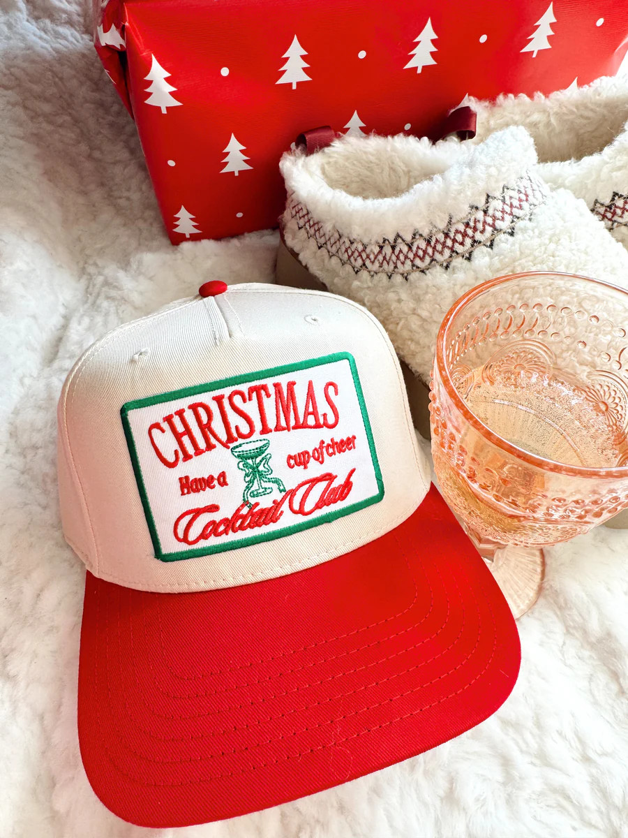 Christmas Cocktail Club - Red Vintage Trucker Hat | KenzKustomz