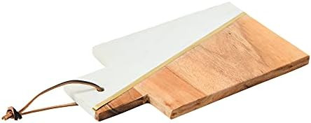 Main + Mesa Acacia Wood and Marble Cutting Board with Brass Inlay, White/Natural | Amazon (US)