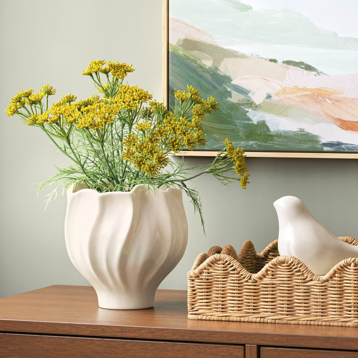 Sculpted Foliage Cream Ceramic Planter - Threshold™ | Target