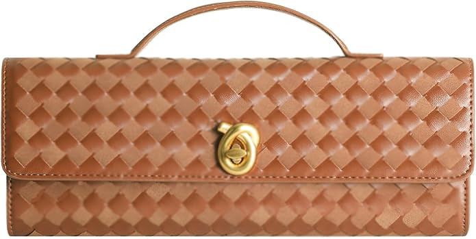 Woven Clutch Purses for Women, Leather Evening Clutch, Handmade Woven Shoulder Bag Crossbody Bag | Amazon (US)