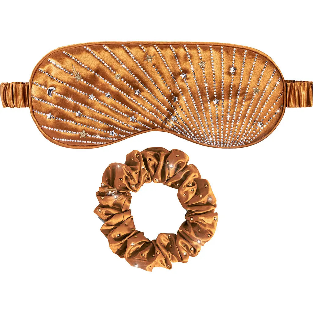 slip Celestial Nights Pure Silk Sleep Mask & Scrunchie Set in Gold at Nordstrom | Nordstrom