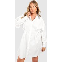 Womens Plus Shaped In Waist Shirt Dress - White - 14 | boohoo (US & Canada)