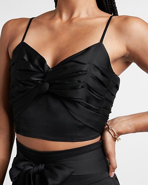 Satin Twist Front Cropped Cami | Express