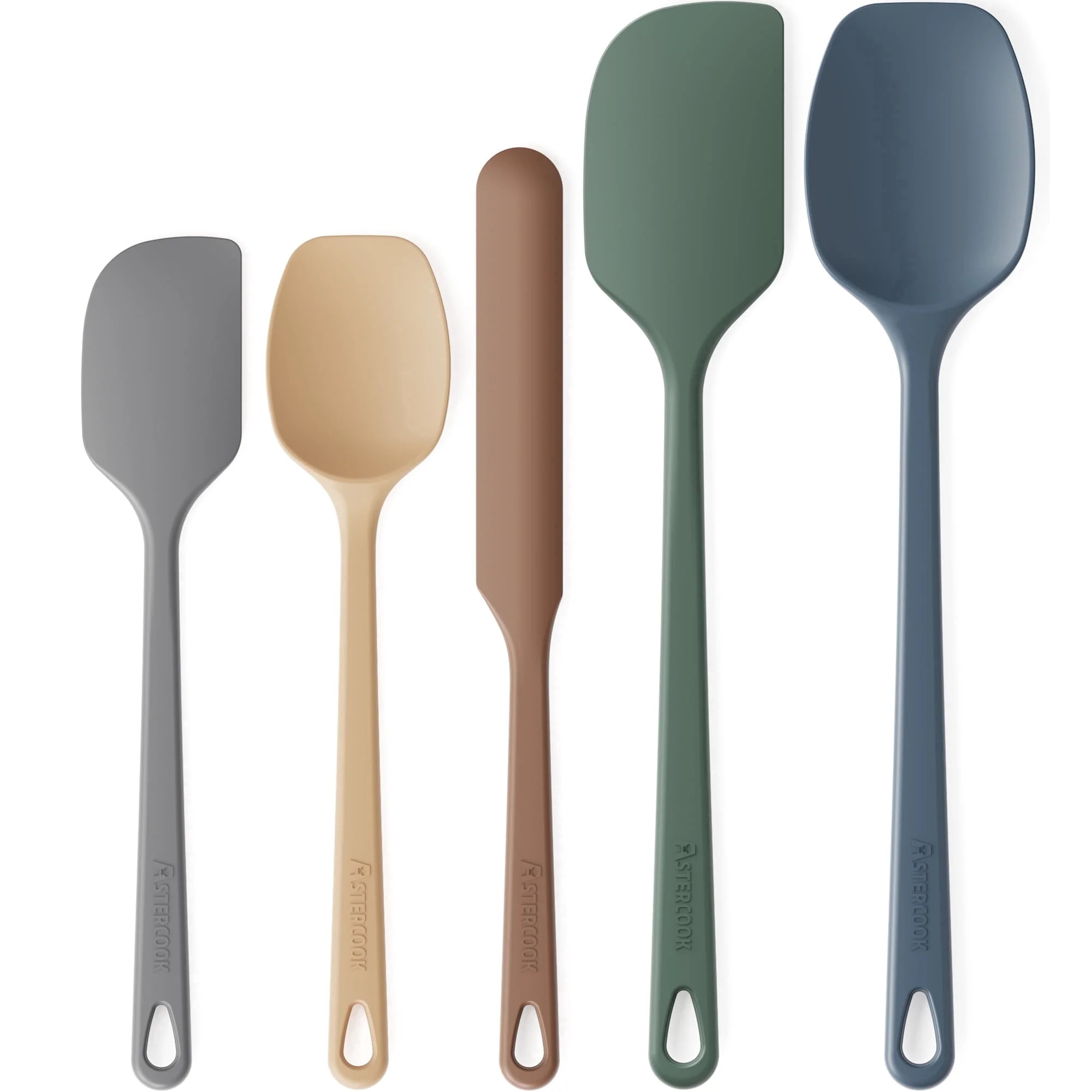 Astercook 5-Piece Silicone Spatula Set, 560°F Heat Resistant Rubber Spatulas with Stainless Steel Core, Nonstick Safe & Dishwasher Safe Baking Spatula Set for Cooking & Mixing, Morandi Earth Colors | Walmart (US)