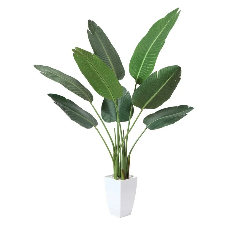 4FT Artificial Bird of Paradise Plants with 9.5 inches High White Taper Planter | Walmart (US)
