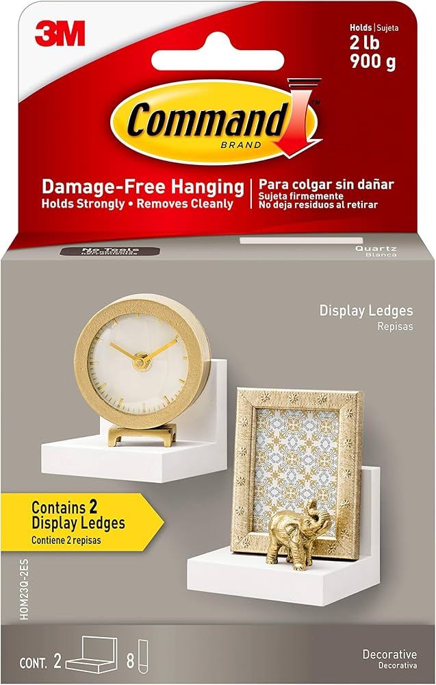 Command Display Ledges, Holds up to 2 lb, Quartz, 2 Ledges with 8 Medium Command Strips, Damage F... | Amazon (US)