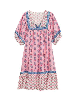 Puff-Sleeve Printed Mini Swing Dress for Women | Old Navy (US)