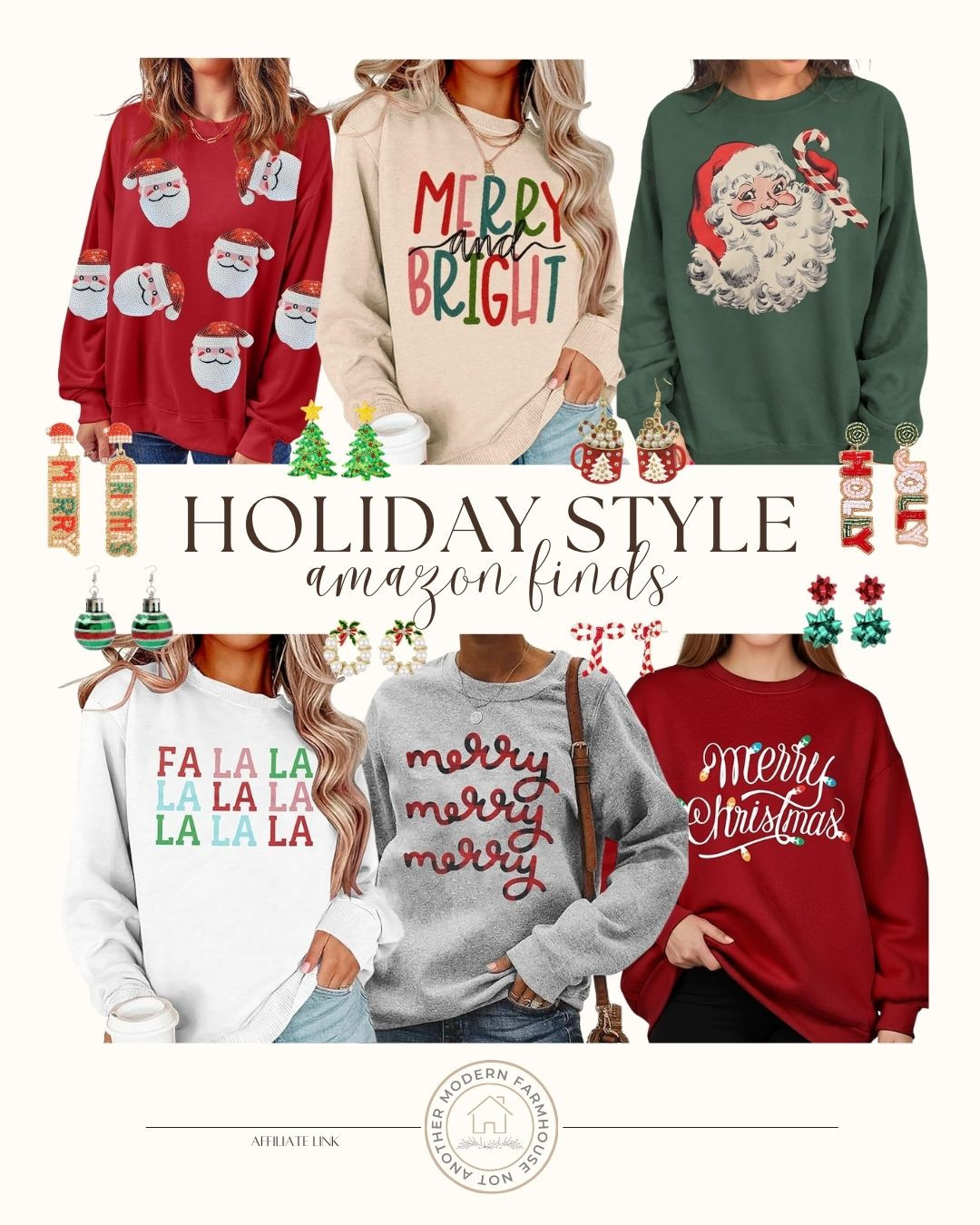 Get ready for the holidays with these Christmas sweaters and earring sets all from Amazon. Fun and festive women's fashion finds. 🎄

Christmas graphic sweatshirt, festive outfit, red and green, fun prints, Christmas style, affordable Amazon fashion. 

 #LTKHoliday #LTKSeasonal #LTKFindsUnder50